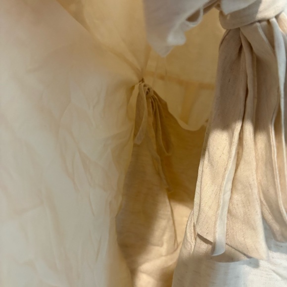Anthropologie Linen Wrap Mini Dress Cream Tan size medium - Picture 8 of 9